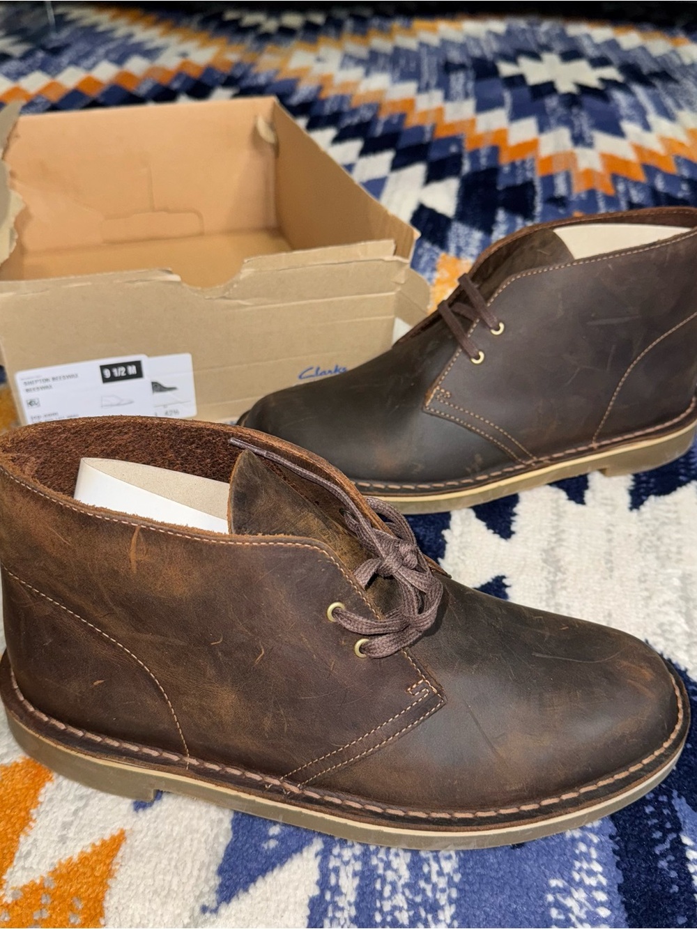 Clarks Collection Men's Shepton Boots Beeswax Leather Size 9.5 M NWT/BOX